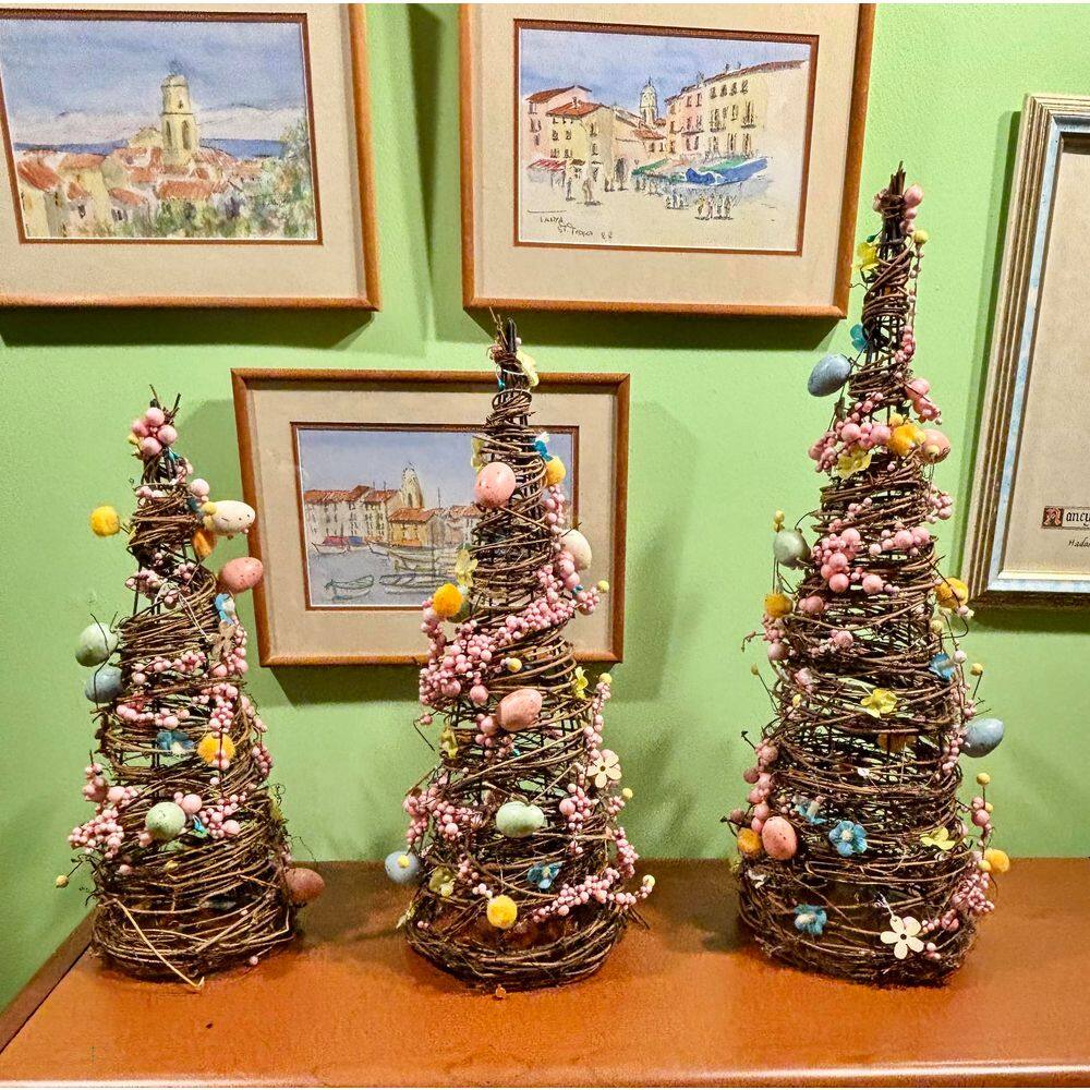 21 in. Easter Tabletop Twig Tree with Eggs, Berries and Flowers - Hercitys