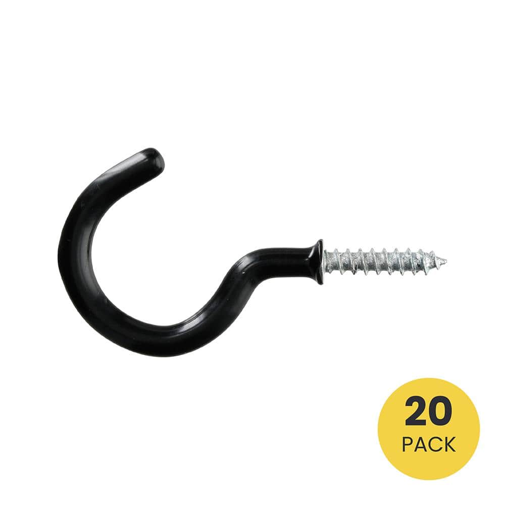 2-1/4 in. Black Vinyl Cup Hook (20-Pack) - Hercitys