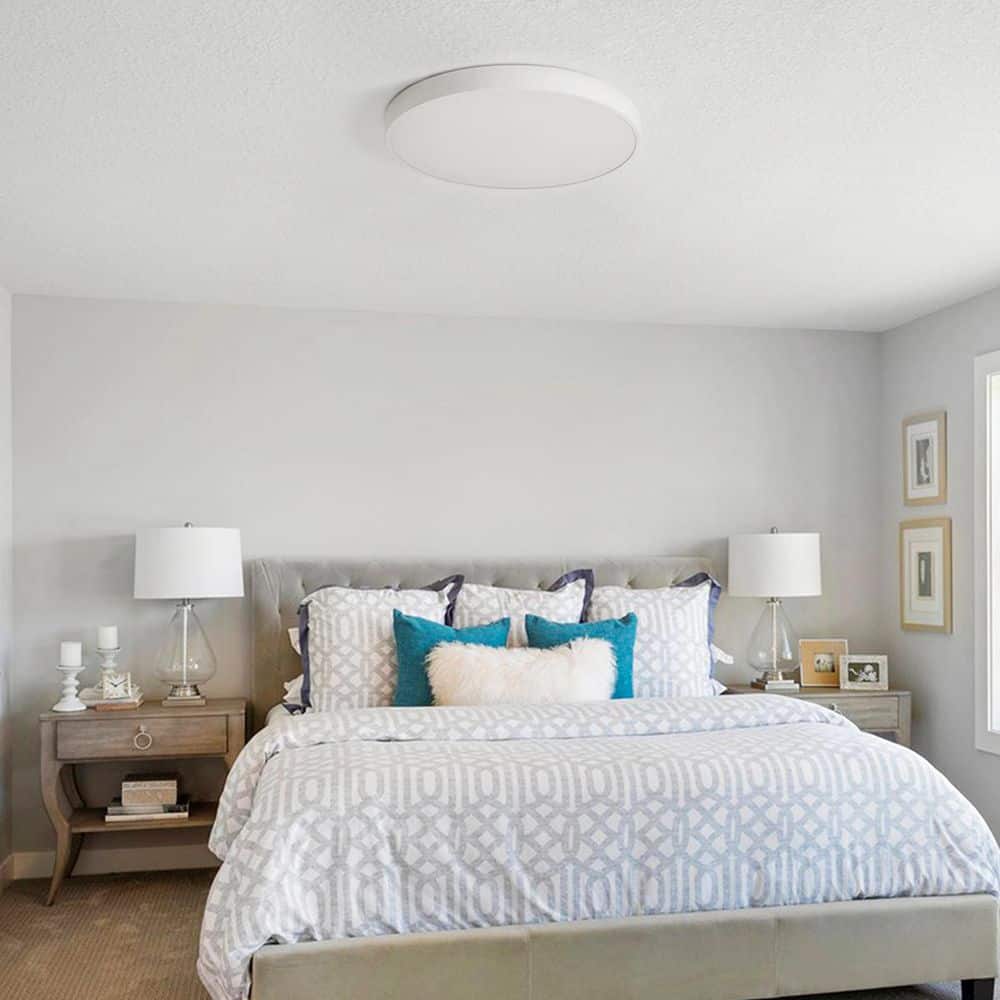 11.8 in. 24-Watt LED Flush Mount Ceiling Light White Close to Ceiling Light with PS Shade - Hercitys