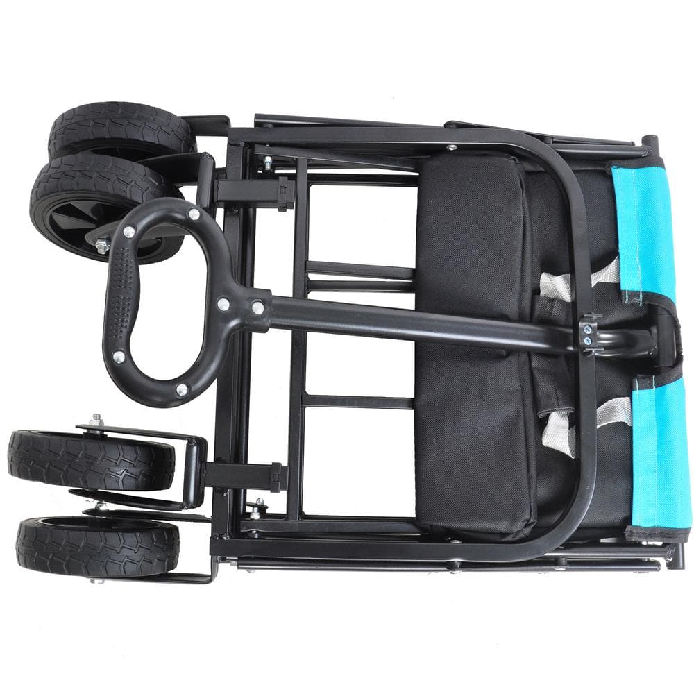 1.8 cu. ft. Blue Black Metal Mini Folding Garden Cart - Hercitys