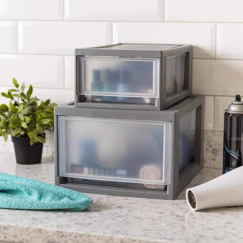 11.88 in. W x 8.13 in. H Gray Stackable Storage Drawer, Single Drawer (4-Pack) - Hercitys