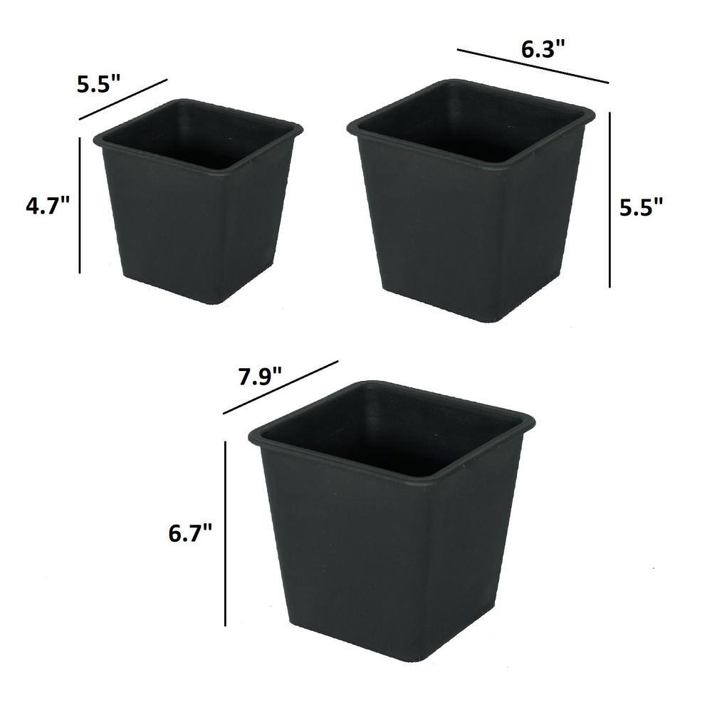5 in. L x 5 in. W x  5 in. H x 5 in. Square Nursery Plant Pot Garden Plastic Pots with Drainage Holes (5-Pack) - Hercitys