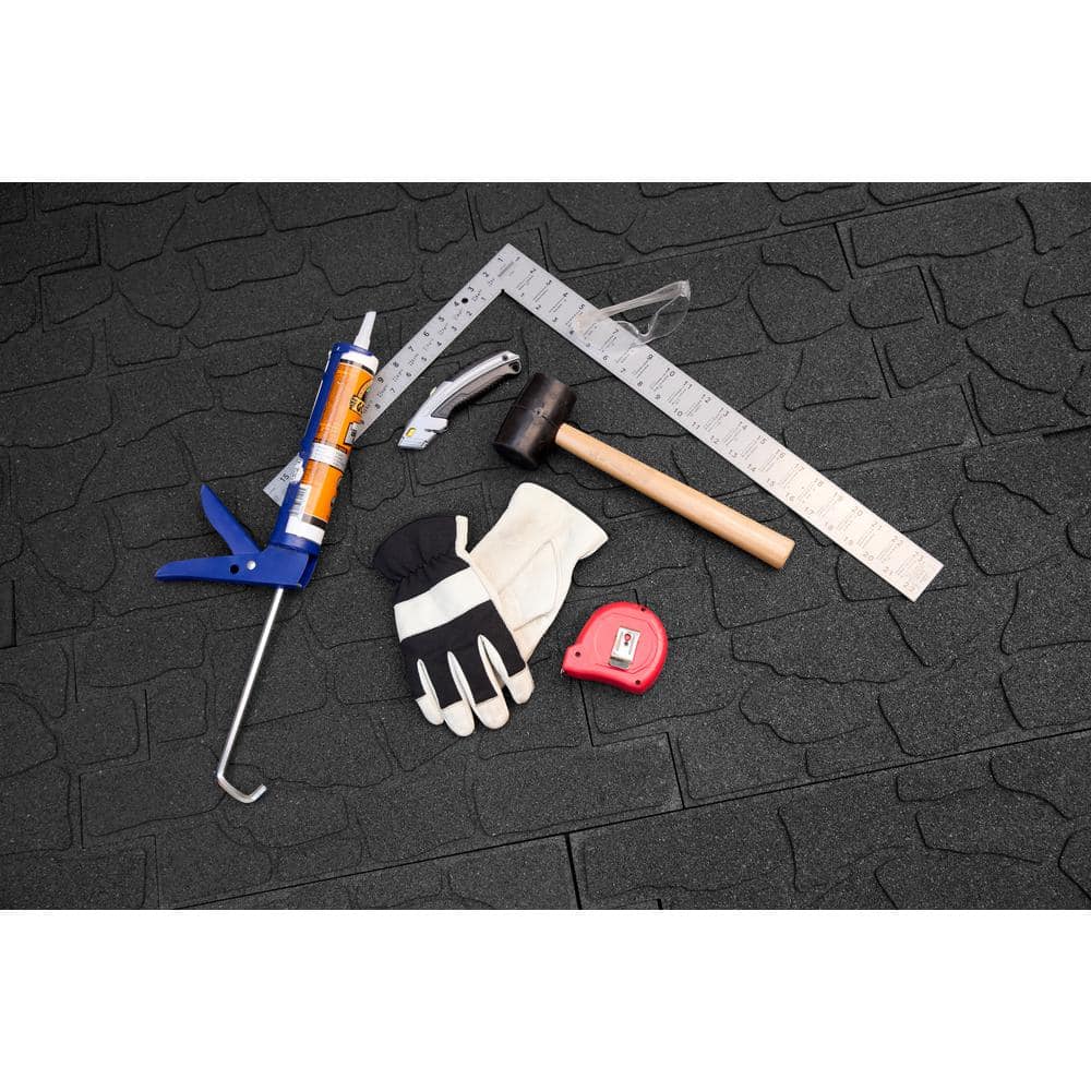 24 in. x 12 in. x 5/8 in. Black Interlocking Dual-Sided Rubber Paver (9-Pack) - Hercitys