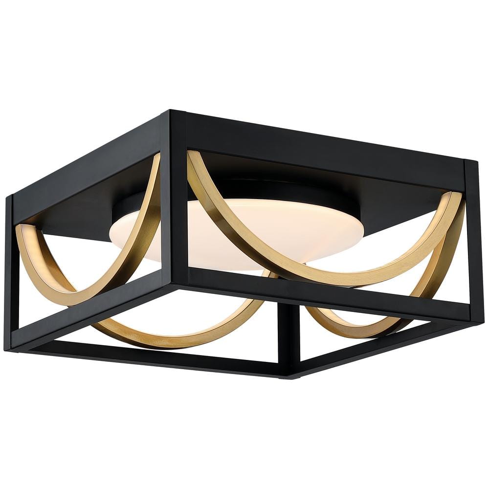 11.8 in. Vintage Black Brass LED Flush Mount Ceiling Light 28W Standard Lamp for Kitchen Bedroom Hallway - Hercitys