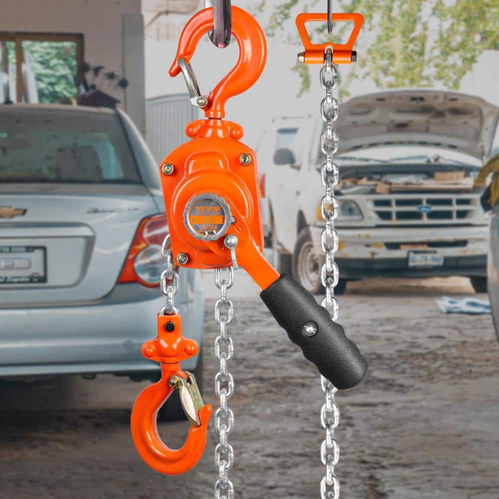 1/2 Ton Manual Lever Chain Hoist 10 ft. Chain Hoist with Weston Double-Pawl Brake for Garage and Factory - Hercitys