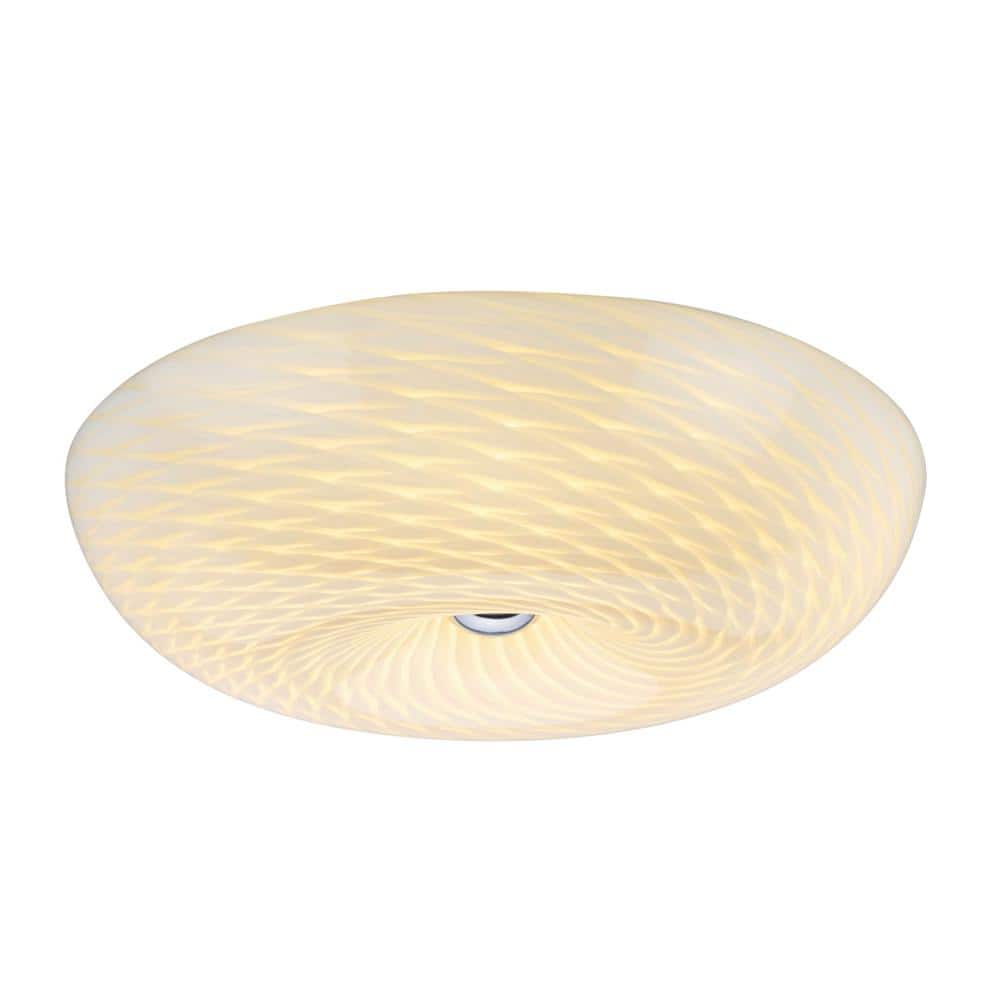 18 in. 20-Watt Chrome Integrated LED Ceiling Flush Mount with Frosted Glass Diffuser - Hercitys