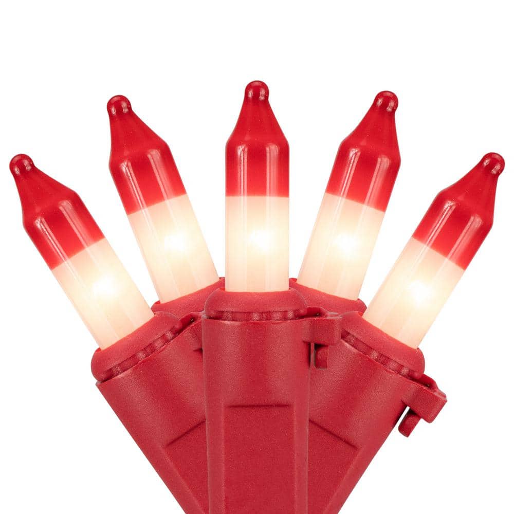 50-Count Red and White Peppermint Mini Christmas Light Set – 10 ft. Red Wire - Hercitys