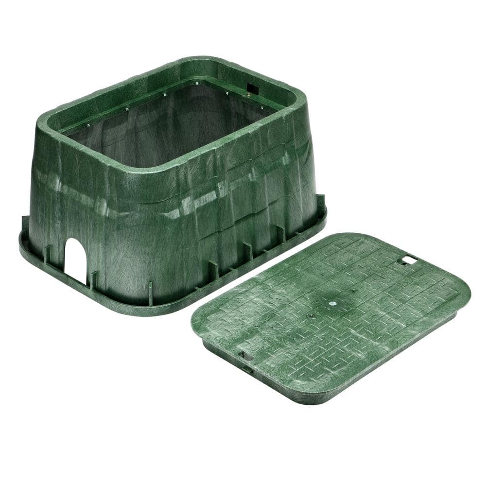 13 in. X 20 in. Jumbo Rectangular Pro-Spec Series Valve Box & Cover, 12 in. Height, Green Box, Green ICV Cover - Hercitys