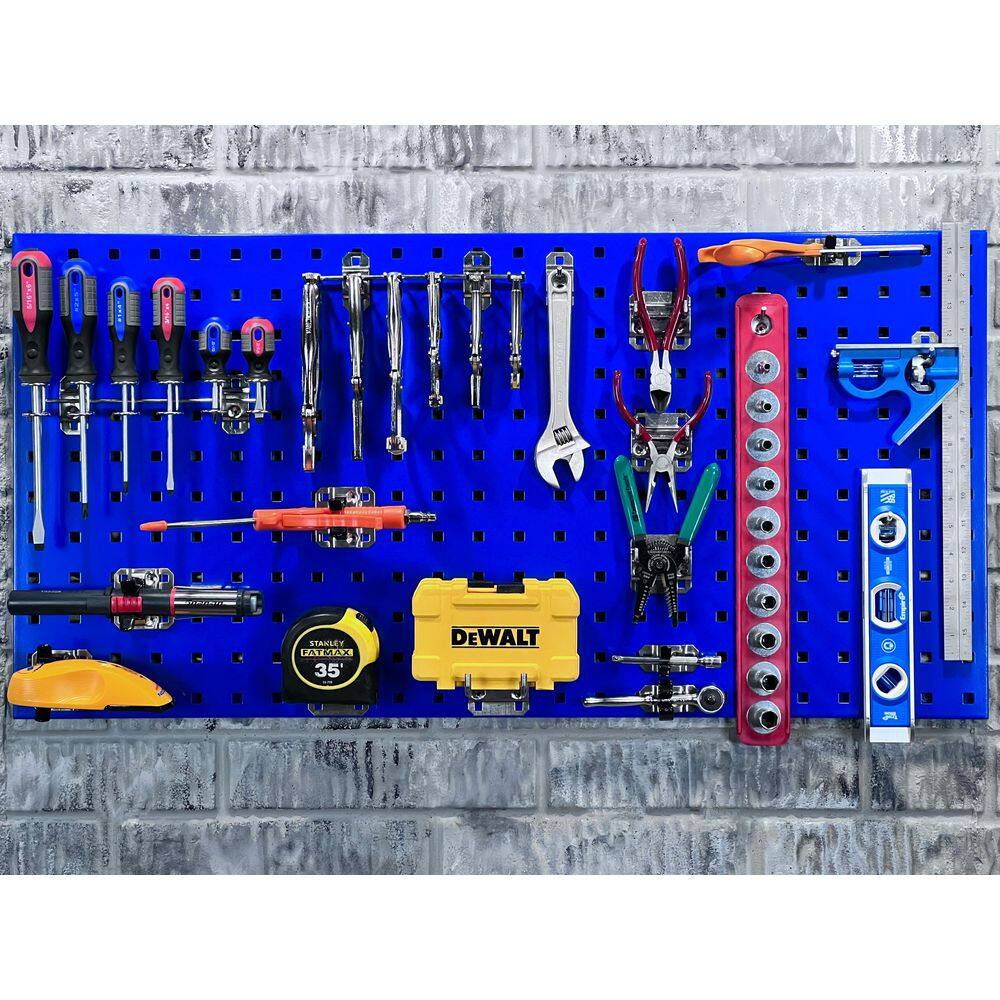 (2) 18 in. W x 36 in. H x 9/16 in. D Blue Epoxy, 18-Gauge Steel Square Hole Pegboards - Hercitys