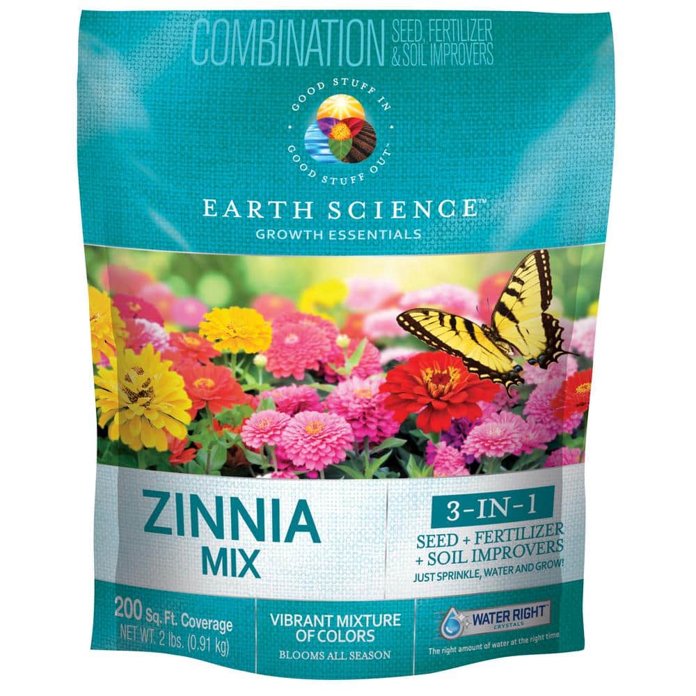 2 lbs. Zinnia All-In-One Wild Flower Mix with Seed, Plant Food and Soil Conditioners - Hercitys