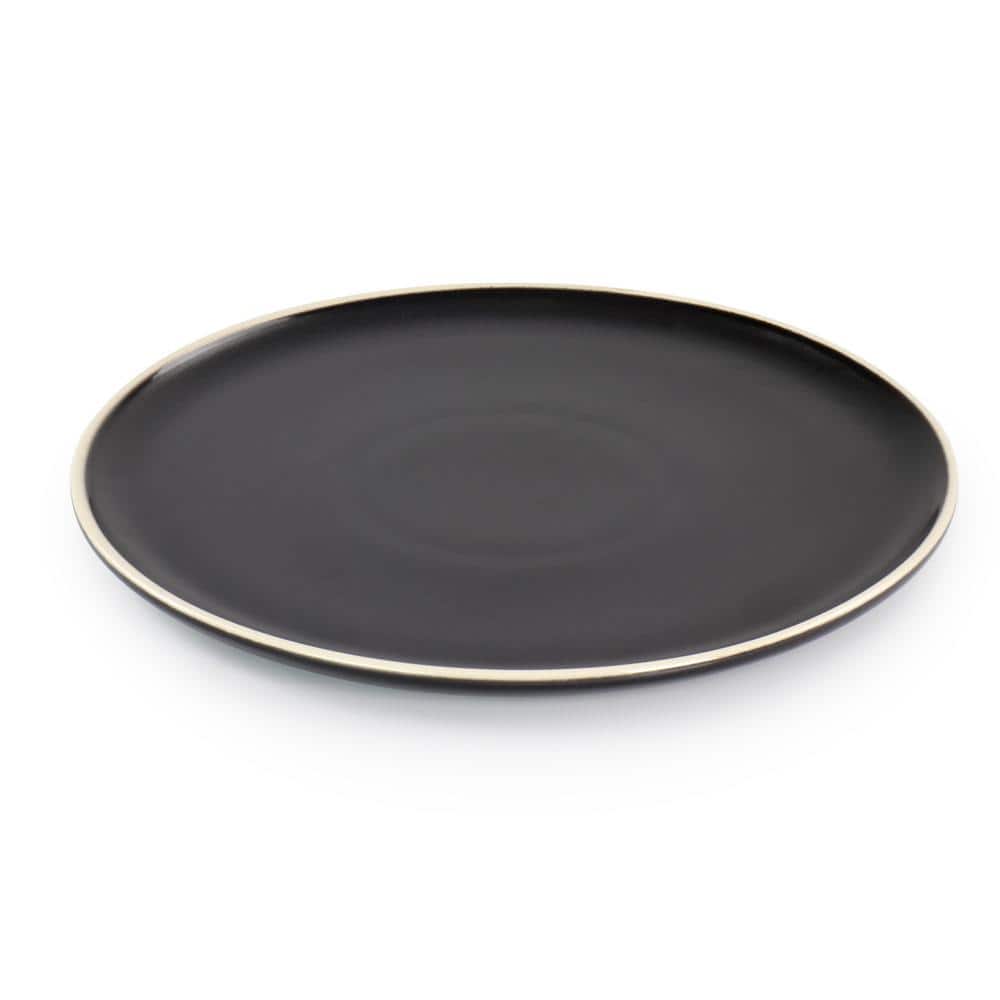 12 Piece In Black Round Stoneware Dinnerware Set Serenade - Hercitys