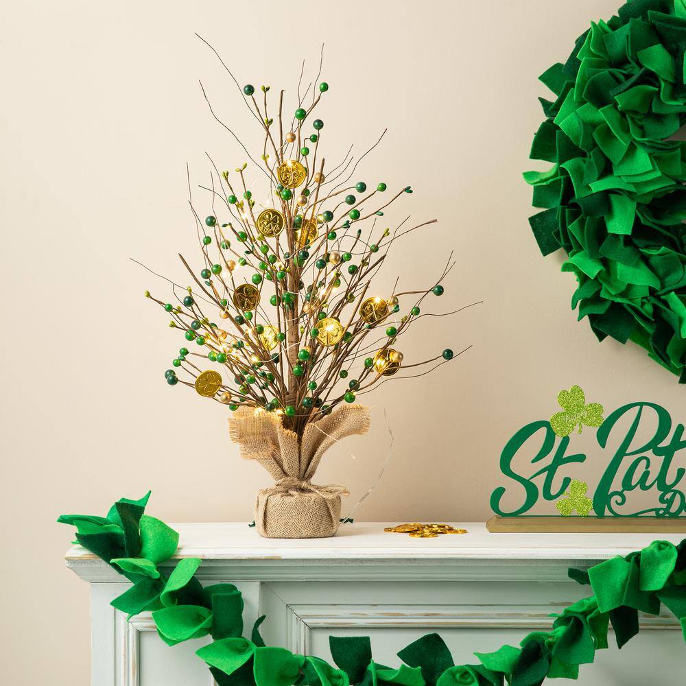21 in. Lighted St.Patrick’s and Christmas Gold Coin Table Tree - Hercitys