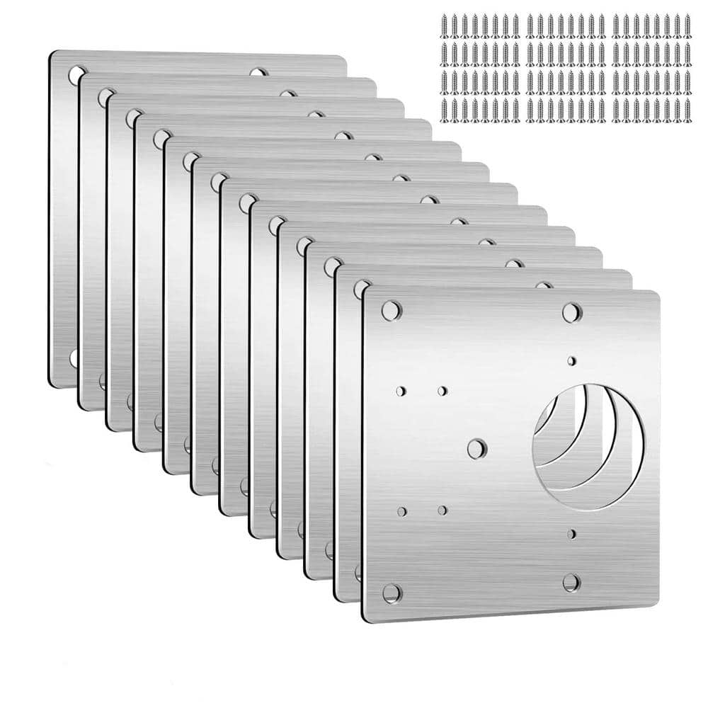 12-Pack Cabinet Hinge Repair Plate, Stainless Steel Hinge Repair Kit, Kitchen Cupboard Door Hinge Repair Plate Kit - Hercitys
