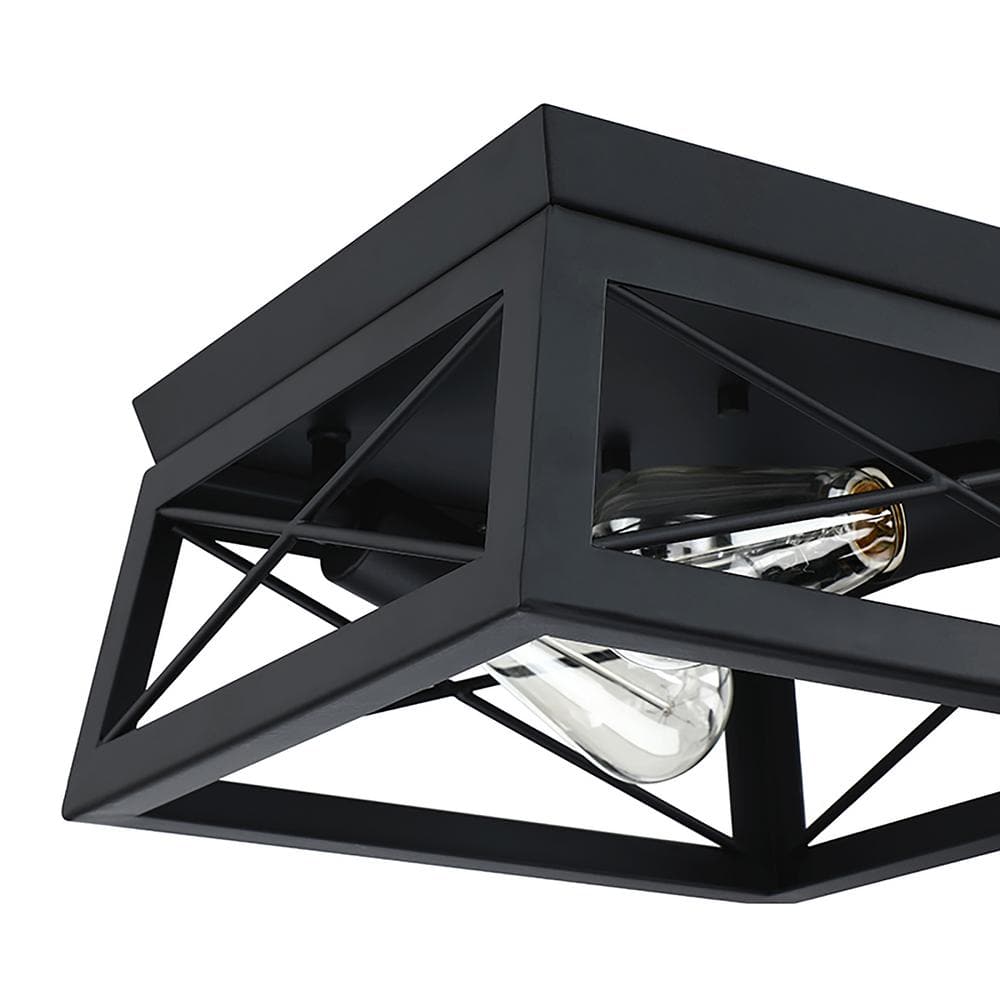 12 in. W. 2-Light Flush Mount with Matte Black - Hercitys