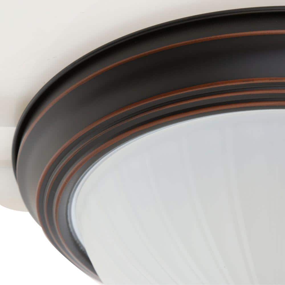 11 in. 100-Watt Equivalent Oil-Rubbed Bronze Integrated LED Flush Mount with Frosted Glass Shade (2-Pack) - Hercitys