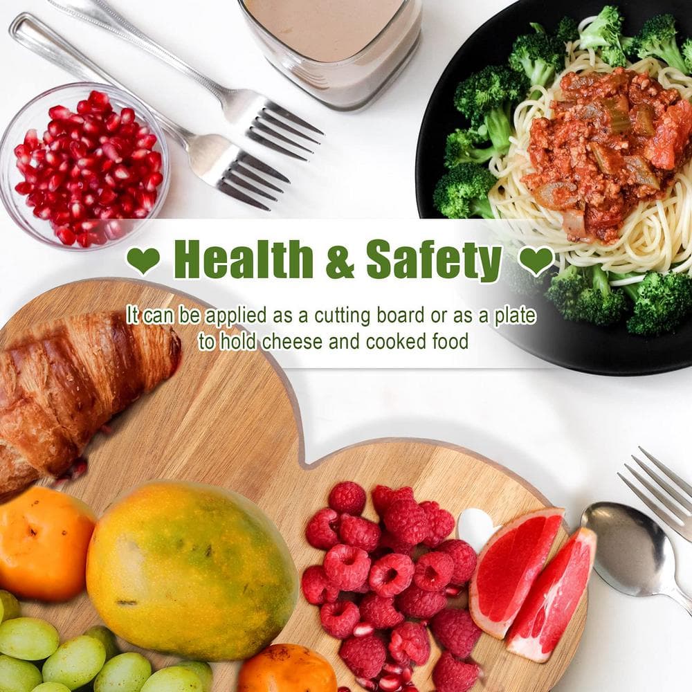 1-Piece Acacia Wood Heart Shaped Cutting Board Charcuterie and Cheese Board Gift-Ready (Heart Hole Style) - Hercitys