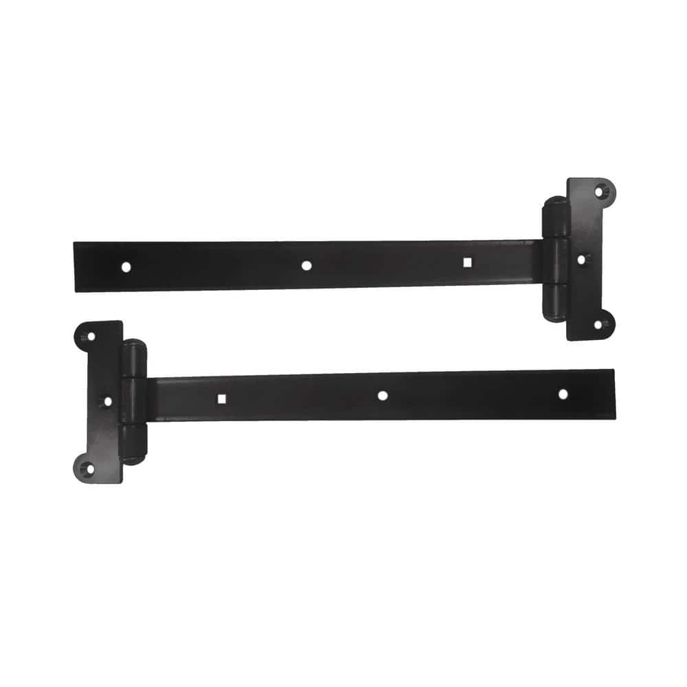 12 in. Black Steel Strap Hinges Fence Hardware Kit (2-Pack) - Hercitys