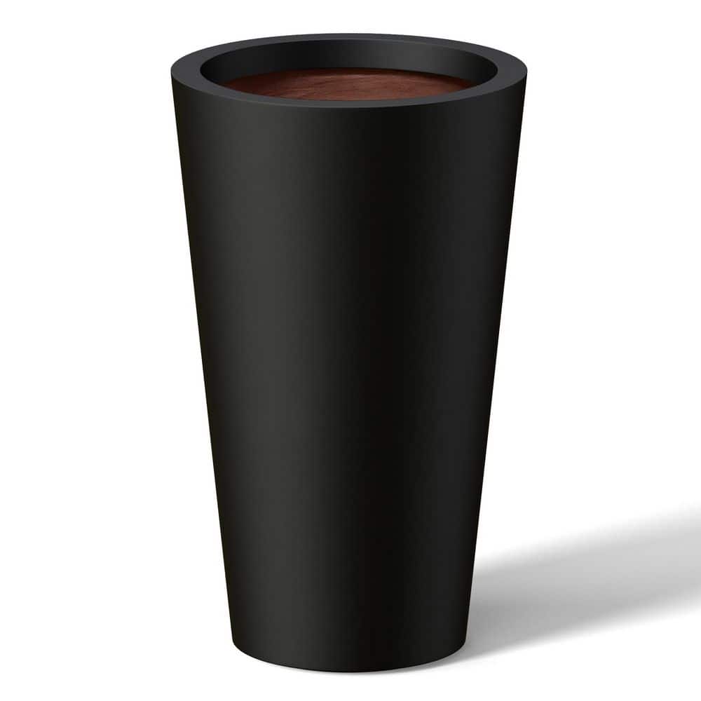 12 in. Large Charcoal Black (Premium Inner) Concrete Round Planter / Pot with Drainage Holes - Hercitys