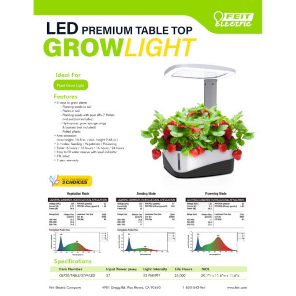 37-Watt White Indoor LED Gro-Watt Light Stand White Adjustable Light - Hercitys