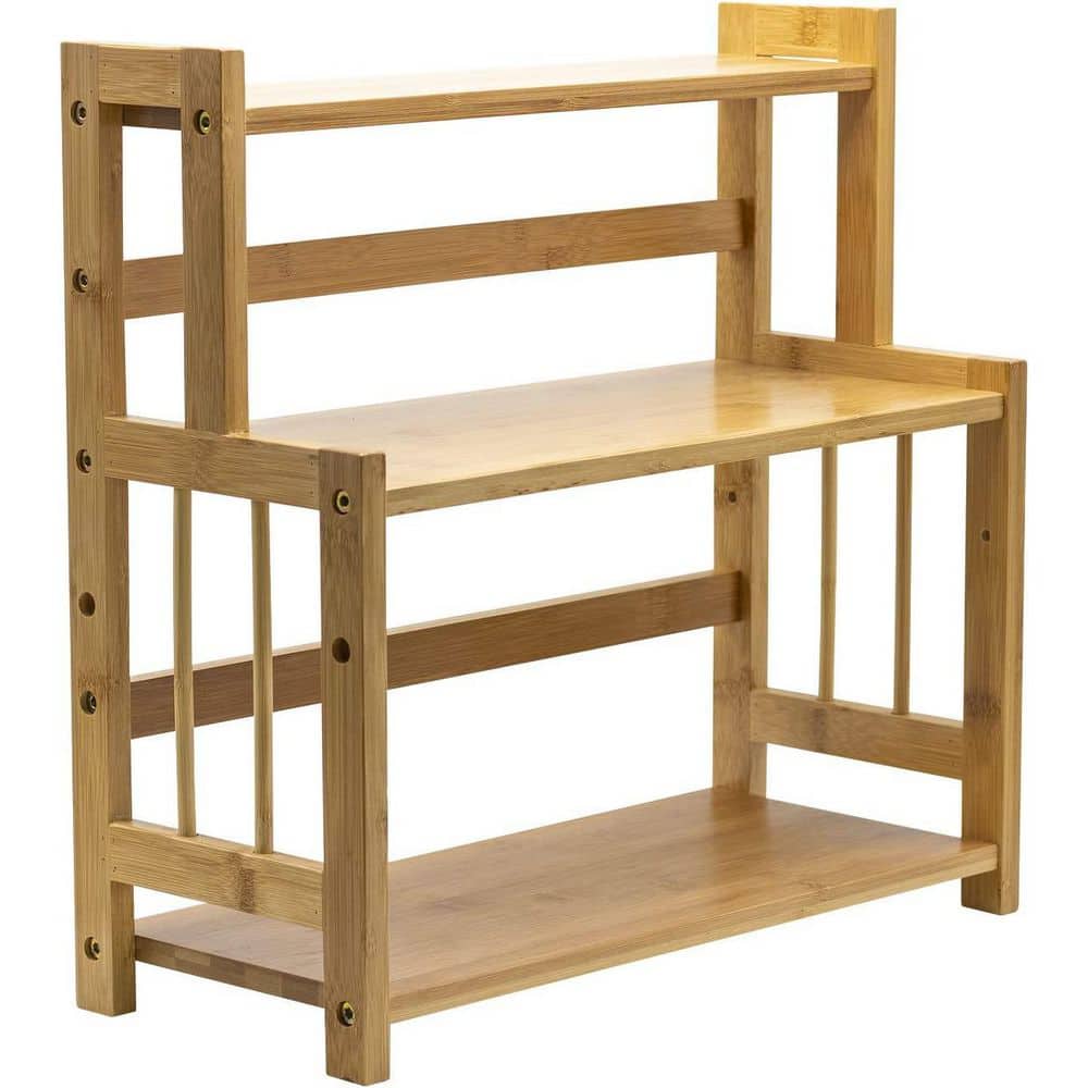 3-Tier Wood Household Shelving Unit Bamboo Countertop Organizer in Natural Finish (6 in. W x 4 in. H x 12 in. D) - Hercitys