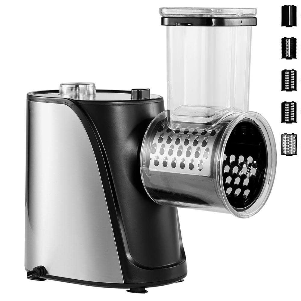 250 W Electric Cheese Grater and Salad Maker, Vegetable Slicer and Shredder with 5 Attachments, Stainless Steel Fruit - Hercitys