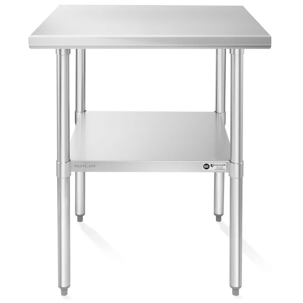 24 in. x 24 in. Stainless Steel Kitchen Prep Table with Bottom Shelf - Hercitys