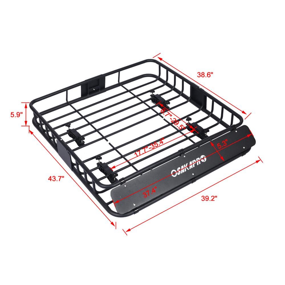 150 lbs. Capacity 43 in. Motoring Roof Rack Cargo Carrier with Steel Wind Fairing - Hercitys