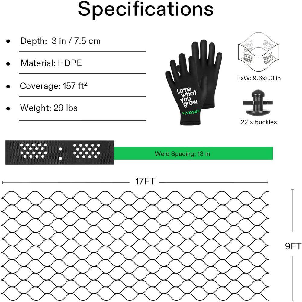 108 in. x 204 in. Rectangular 3 in. Depth Plastic HDPE Geo Cell Ground Grid Paver (1885 lbs./sq. ft.） - Hercitys