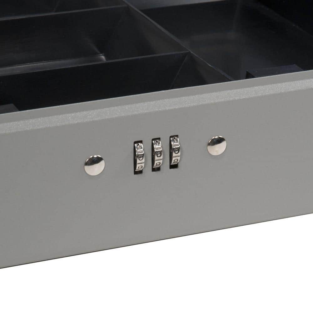 0.12 cu. ft. Cash Box Safe with Combination Lock, Grey - Hercitys