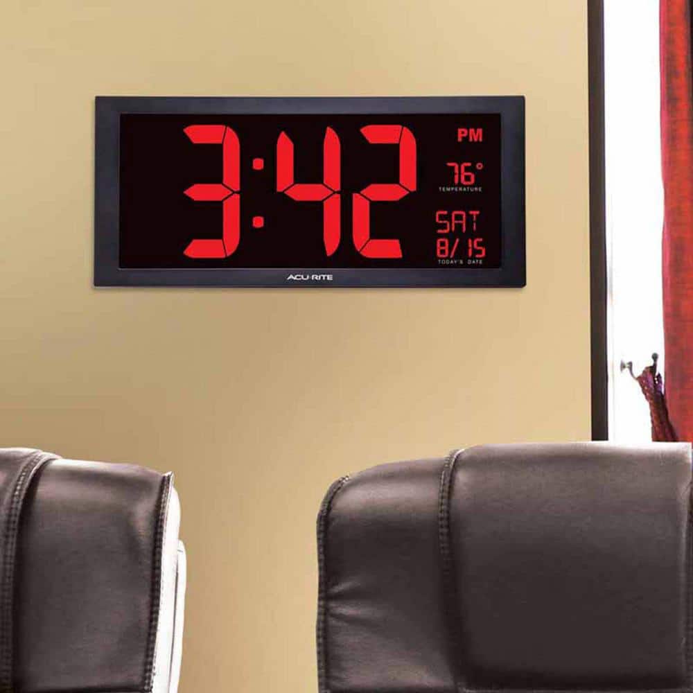 18 in. Large LED Clock with Indoor Temperature - Hercitys