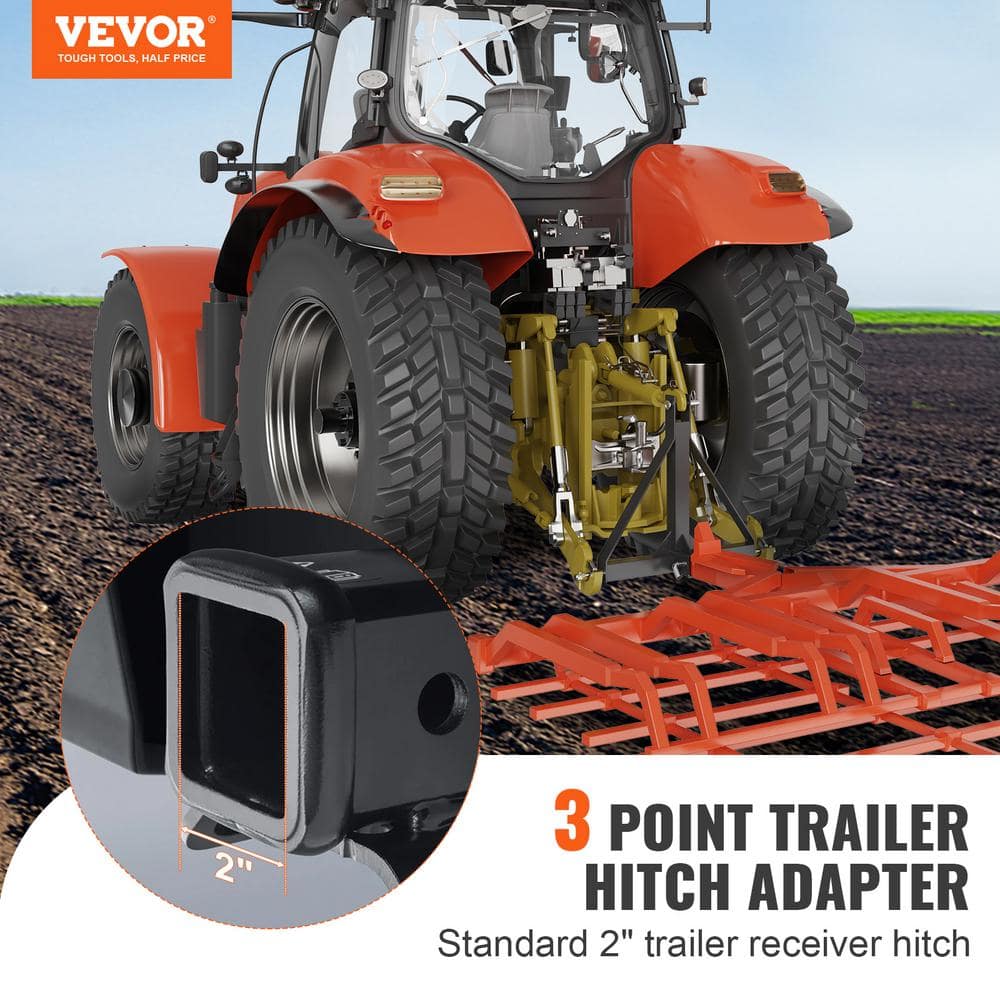 3 Point Hitch Receiver 2 in. Receiver Trailer Hitch Category 1 Tractor Tow Drawbar Adapter for Trailers, Farm Equipment - Hercitys