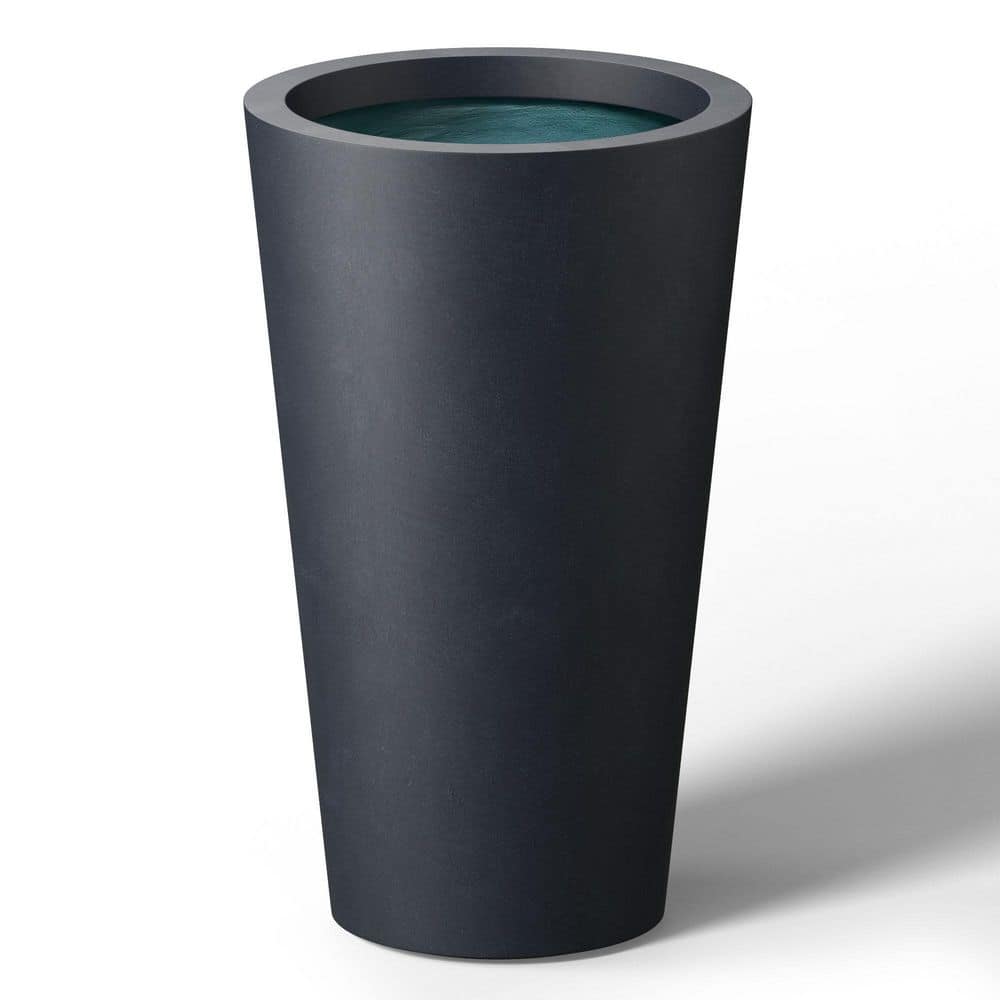 12 in. Large Granite Gray (Premium Inner) Concrete Round planter/Pot with Drainage Holes - Hercitys