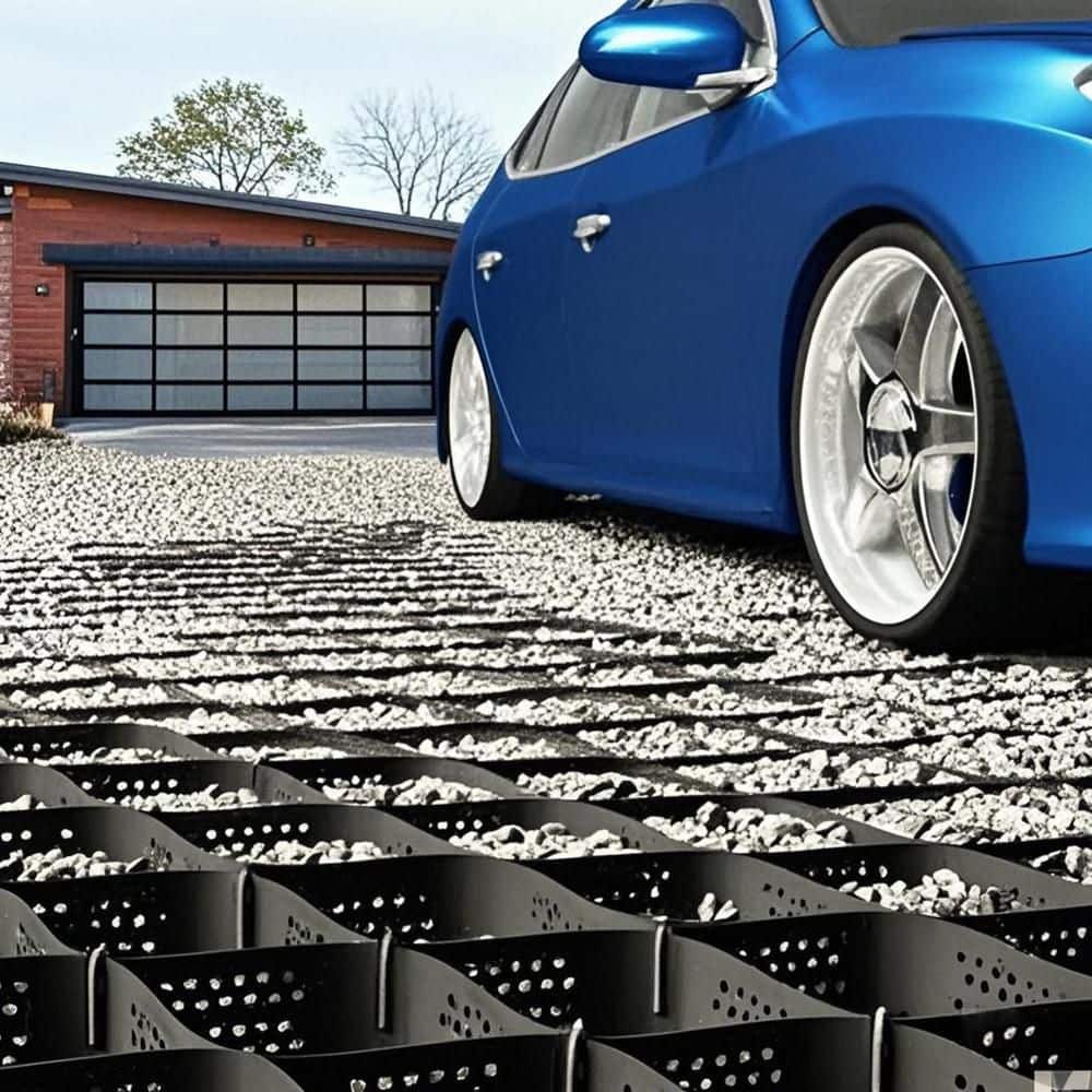 10 ft. x 26 ft. x 2 in. Plastic Ground Geo Grid Driveway Ground Pavers Geocell, with 16 J Steel Rebar - Hercitys