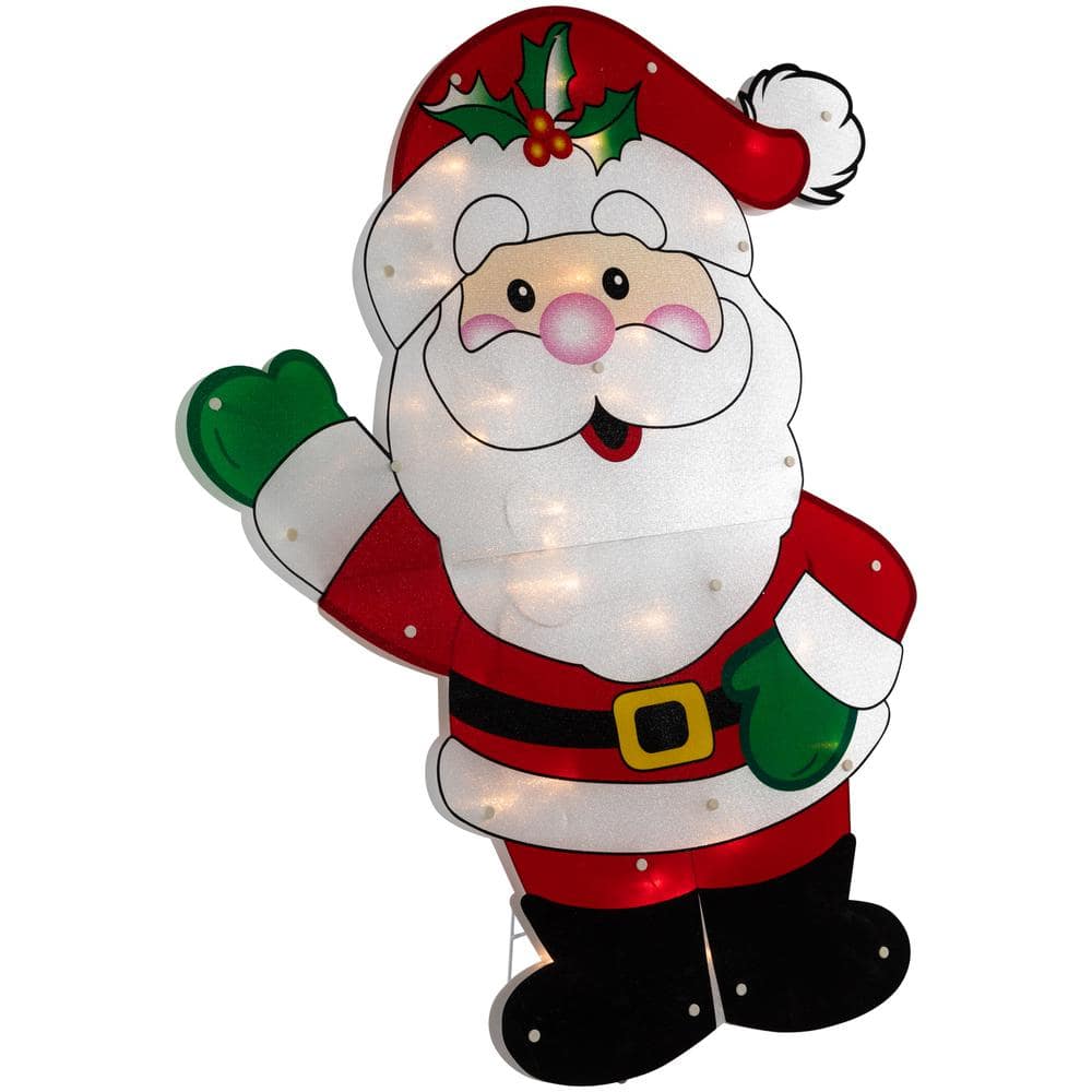30 .5″ Lighted 2 Dimensional Santa Claus Christmas Outdoor Decoration - Hercitys