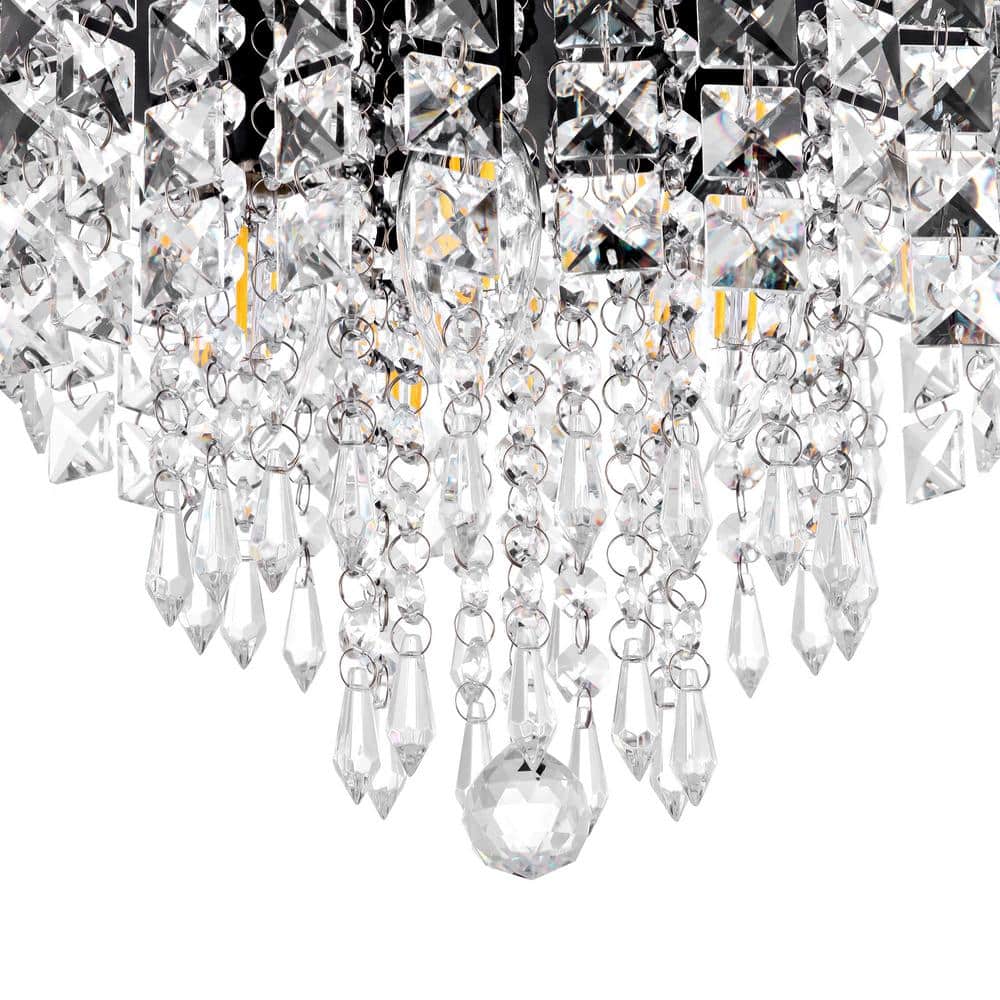 11 in. 5-Light Oil Rubbed Bronze Flush Mount Chandelier with Clear K9 Crystals - Hercitys