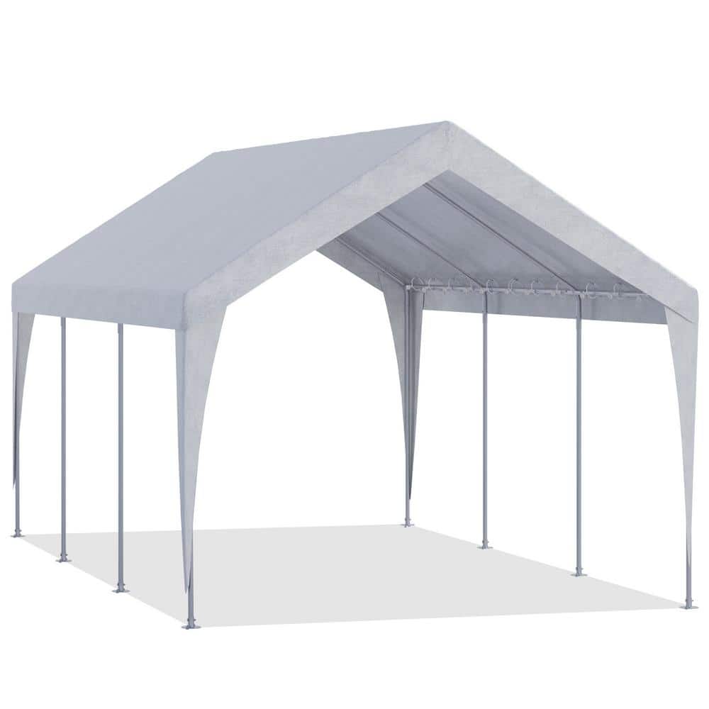 10 ft. W x 20 ft. D Heavy Duty Carport, Rainproof and UV Protected Shelter Cover, Outdoor Portable Garage for Car, White - Hercitys