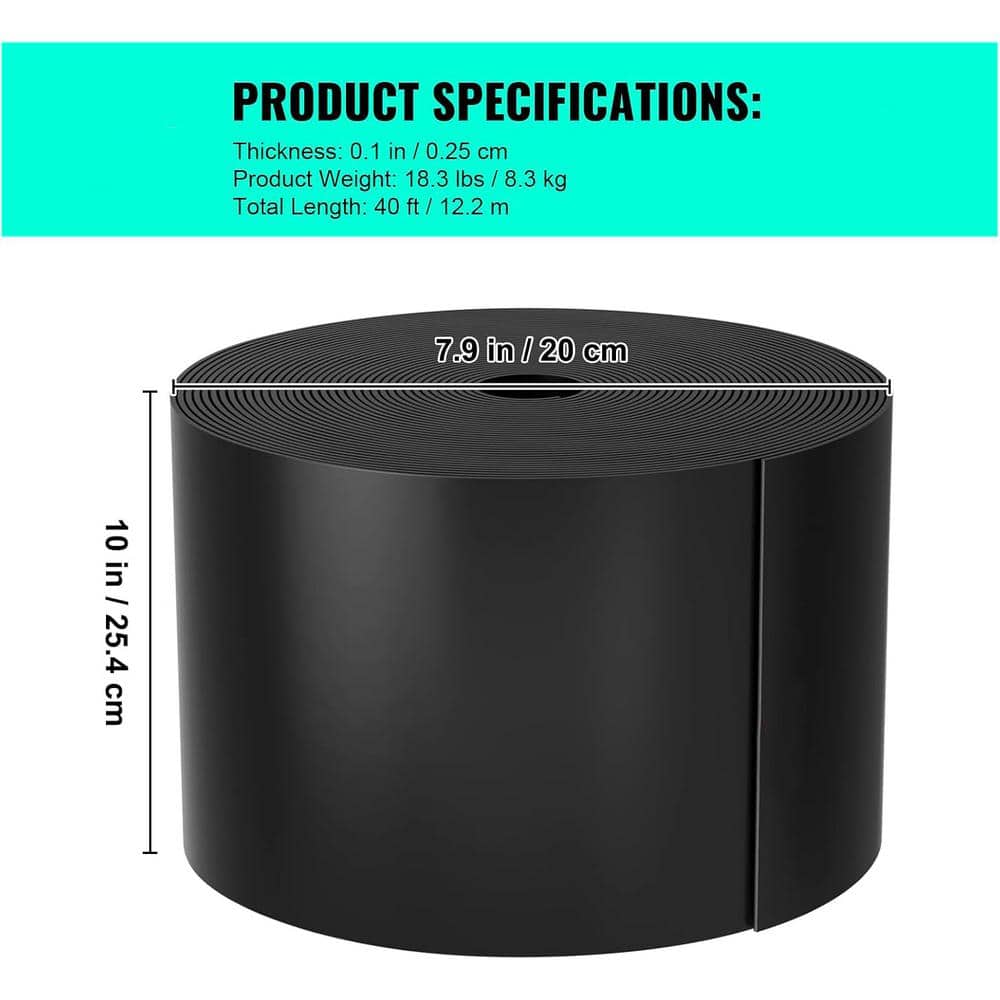 10 in. W x 40 ft. L Black Recycled Flexible HDPE Coiled Terrace Board Landscape Edging Against Invading Weeds - Hercitys