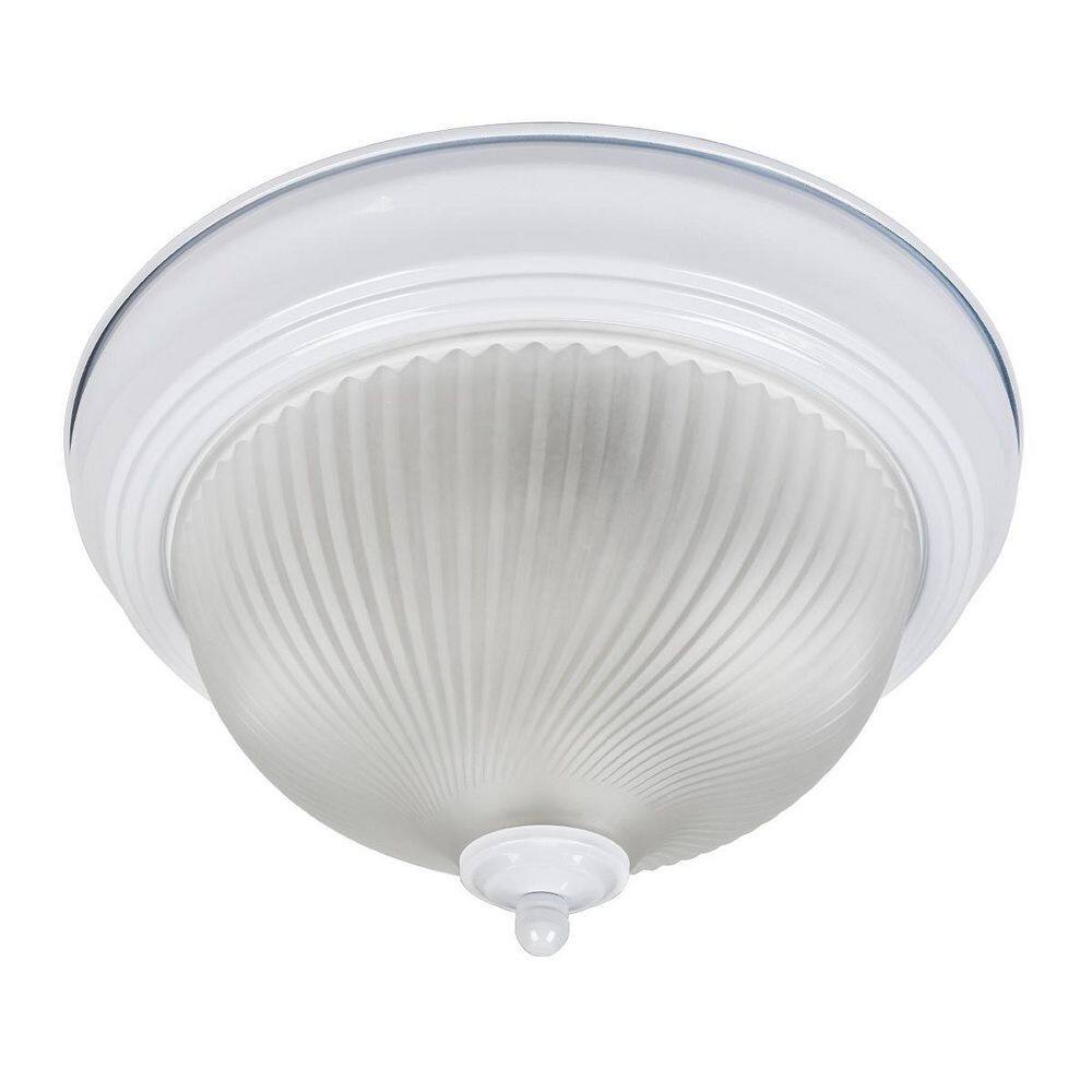 11 in. 2-Light Swirl Glass White Flush Mount - Hercitys