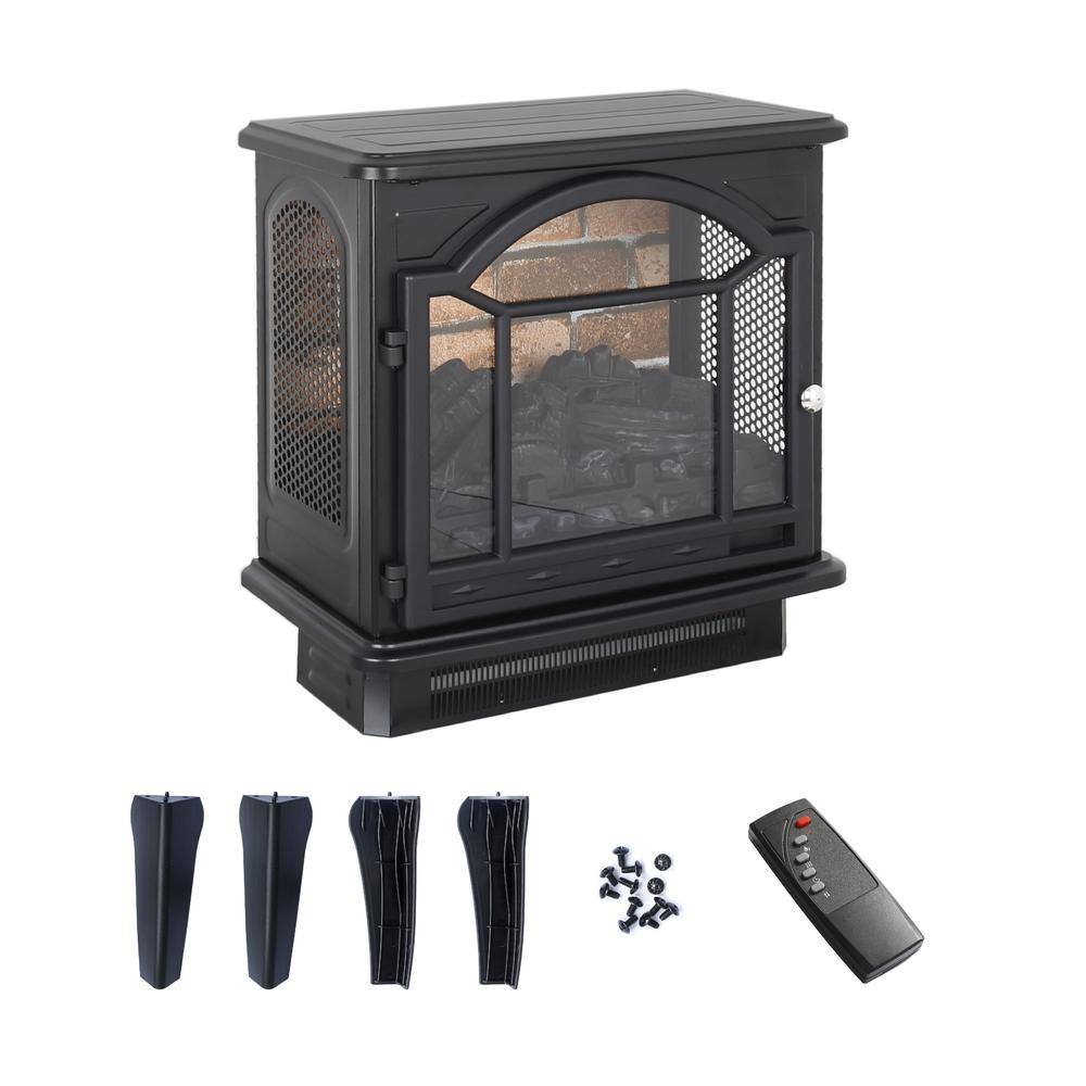 10 in. Freestanding Electric Infrared Quartz Fireplace Stove with remote control - Hercitys