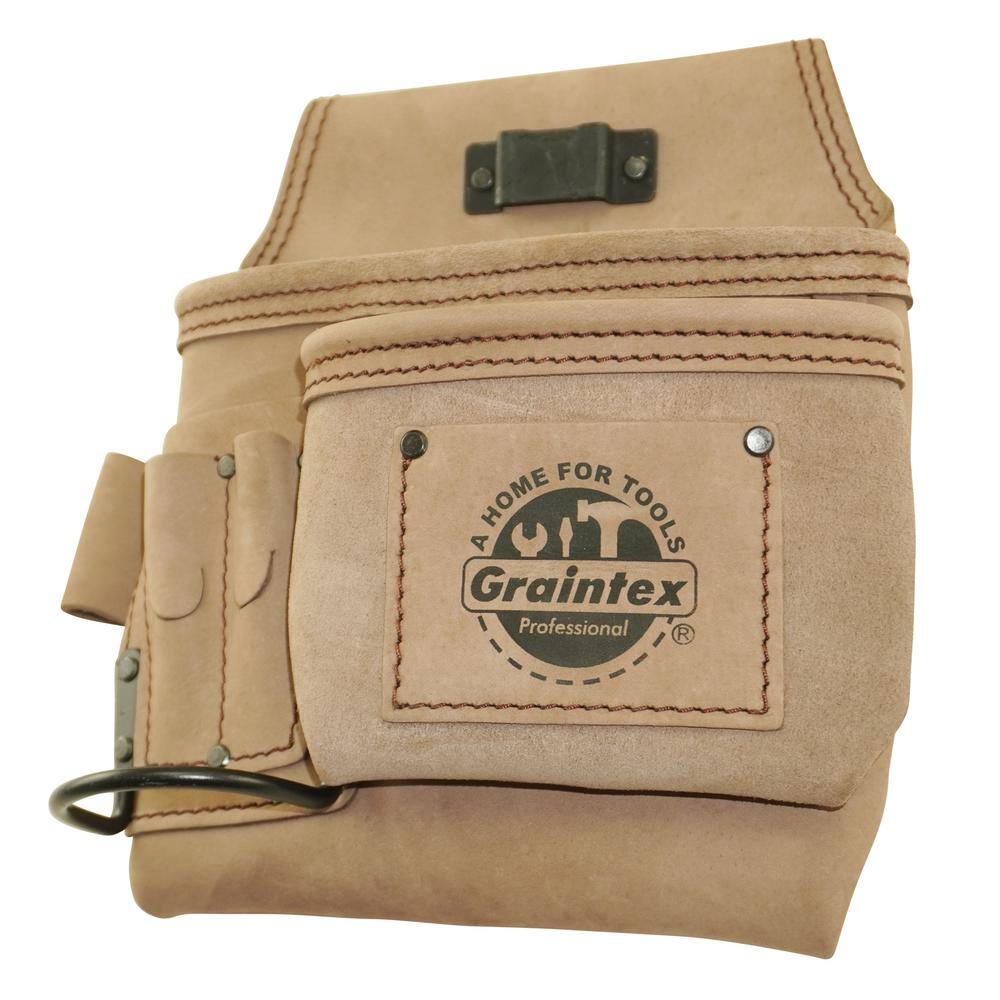 5-Pocket Right Handed Beige Top Grain Leather Tool Pouch - Hercitys