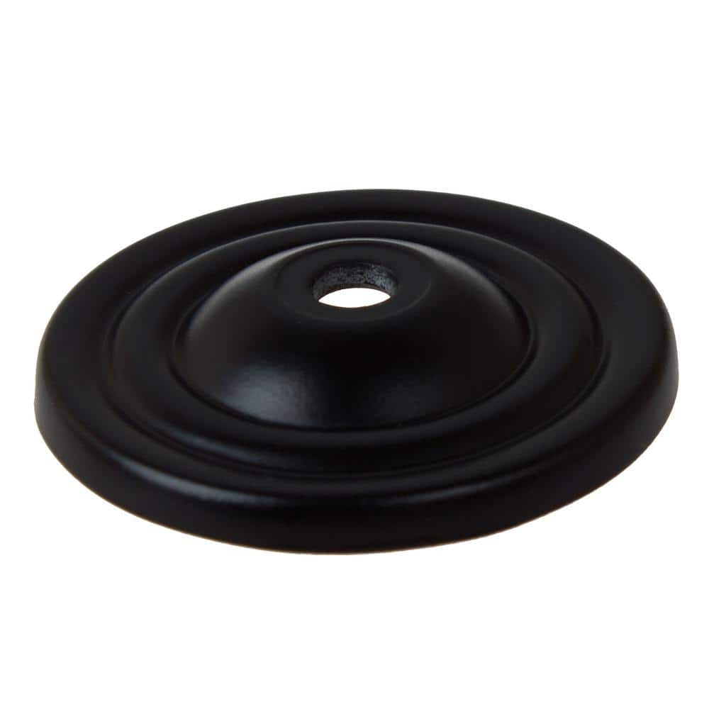 1-1/2 in. Matte Black Round Thin Classic Cabinet Knob Backplate (10-Pack) - Hercitys