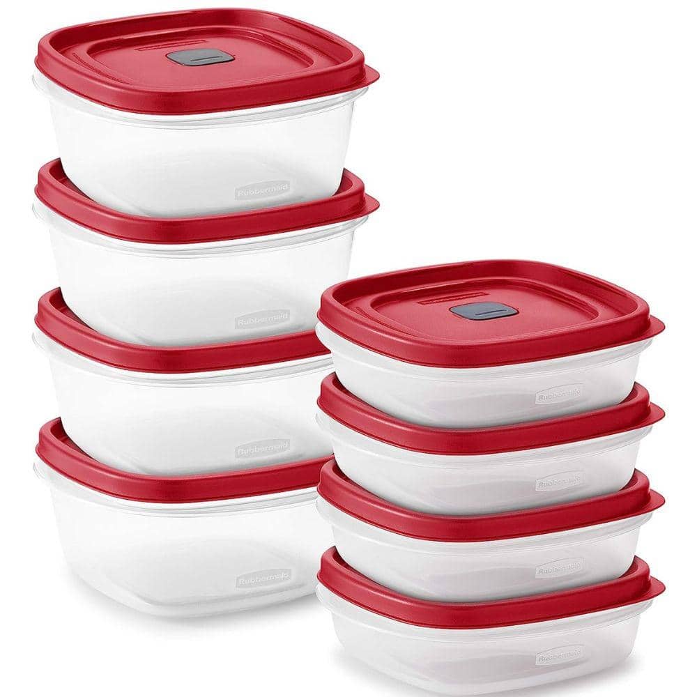 16-Pieces Food Storage Containers with Lids, Steam Vents, Microwave and Dishwasher Safe in Red - Hercitys