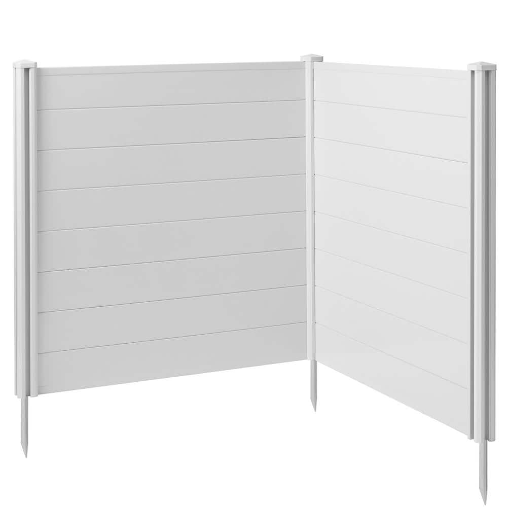 48 in. x 48 in. Privacy Screen Outdoor Vinyl Fence Panel for AC / Trash-White - Hercitys