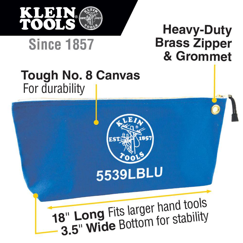 18 in. Canvas Tool Bag with Zipper in Blue - Hercitys