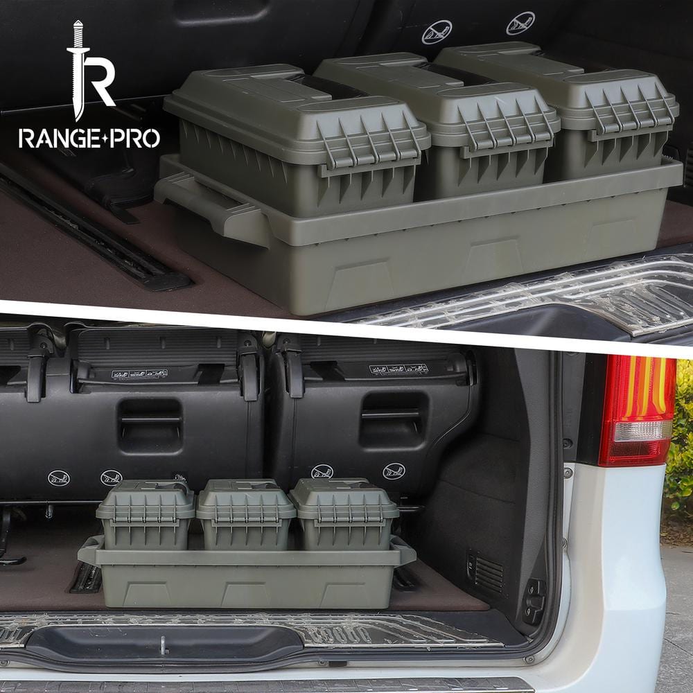 4 gal. 50-Cal Dry Storage Box 3-Piece Set with Carry Tray in OD Green - Hercitys