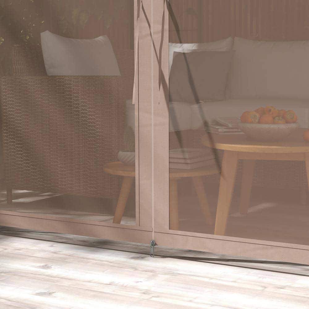 10 ft. x 11 ft. Metal Brown Patio Gazebo Double Roof Outdoor Gazebo Canopy Shelter - Hercitys