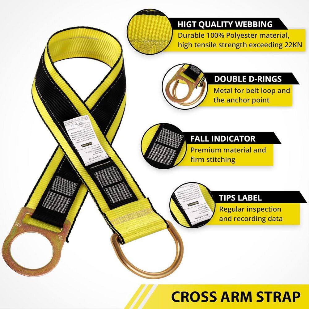 3 f.t 4 ft. 6 ft. Safety Strap Fall Protection Cross Arm Anchor Lanyard D Ring for Harness OSHA Compliant - Hercitys