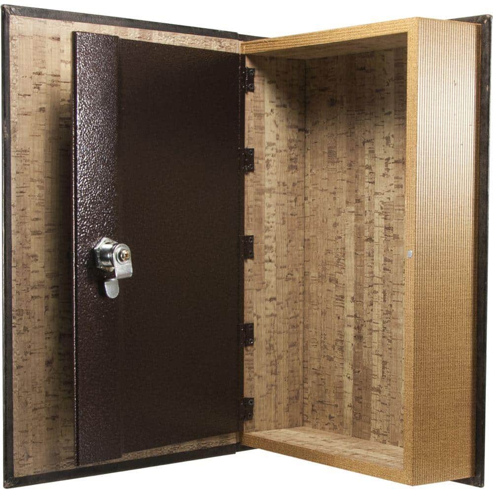 0.10 cu ft. Steel Large Antique Book Lock Box Safe with Key Lock - Hercitys