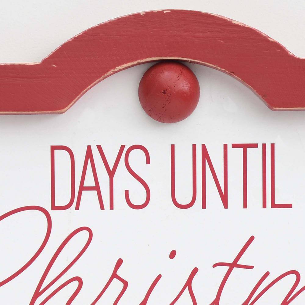 11.75 in. Red Wood Framed Days Until Christmas Wall Countdown Calendar with Magnet - Hercitys