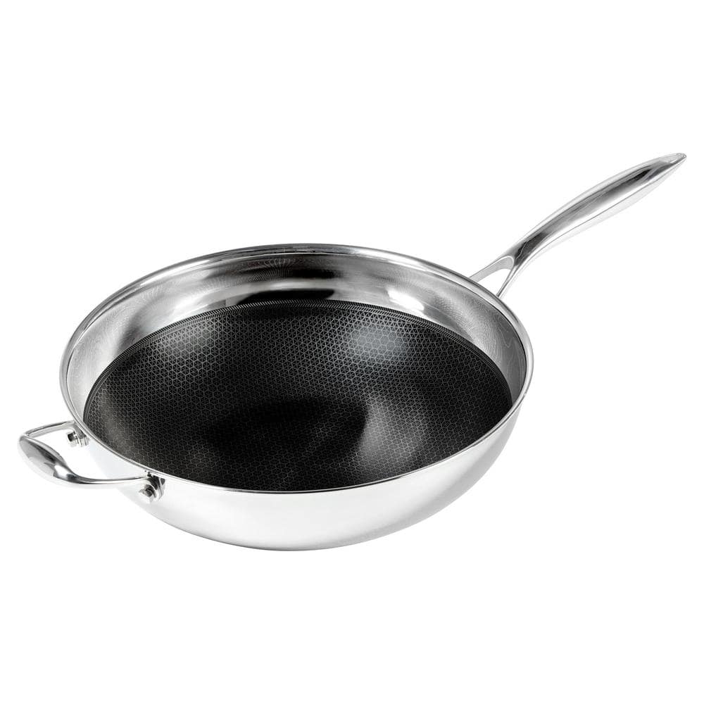 12.5 in. Hybrid Quick Release Wok in Stainless Steel - Hercitys